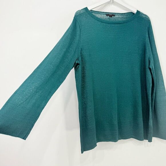 J. Crew Green 100% Linen Slouchy Crew Neck Tunic Sweater - Picture 7 of 16